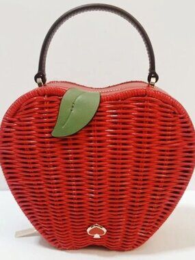 Kate Spade Honeycrisp 3D Red Apple Wicker Crossbody NWT